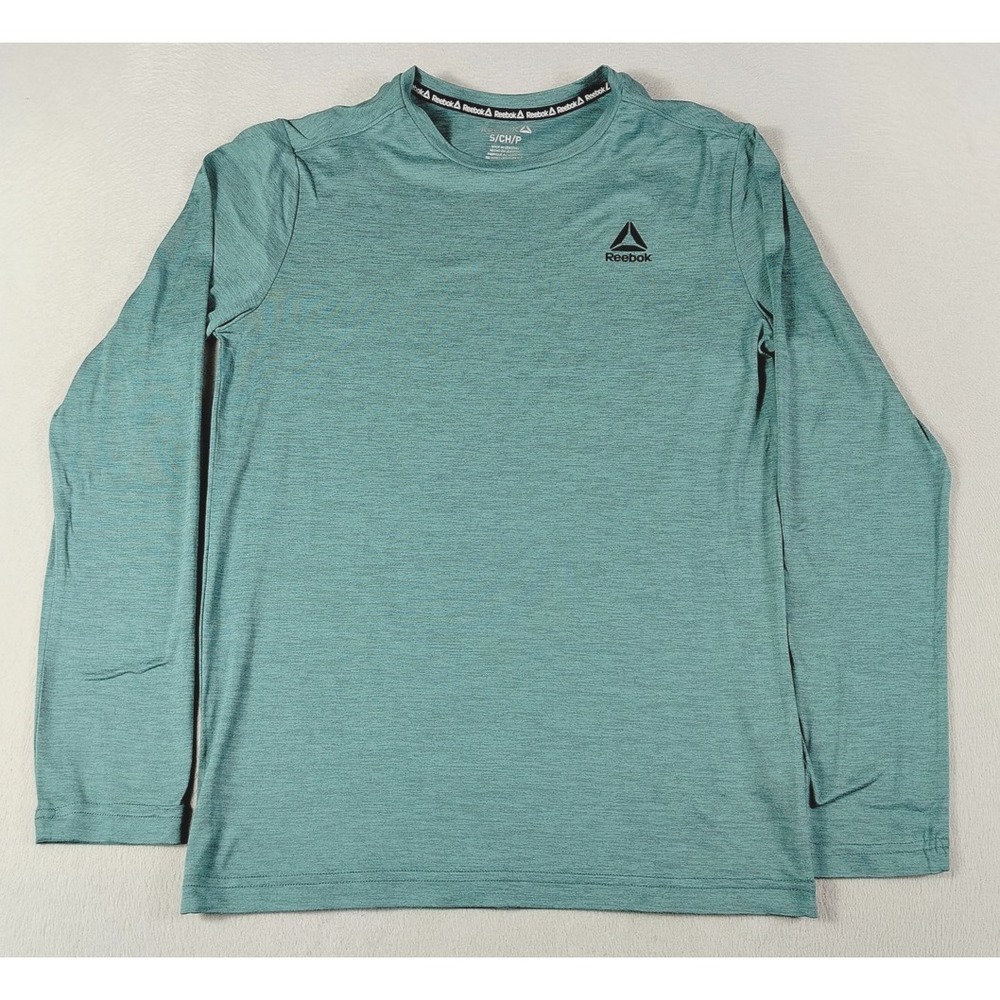Reebok Shirt Mens Small Green RBK Core LS Tee Slim Long Sleeve Athletic Top‎